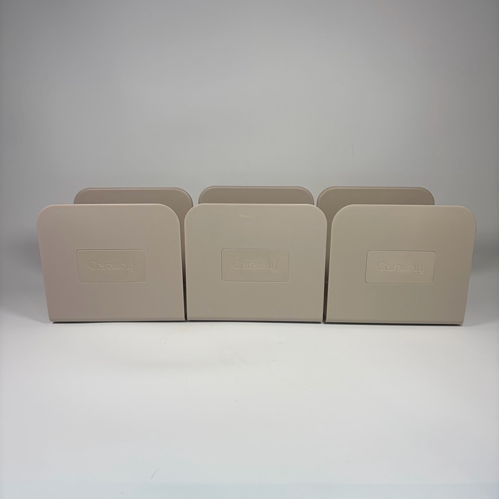 Caraway Magnetic Pot Pan Lid Holder Organizer Kitchen Storage Beige Set of 3 EUC